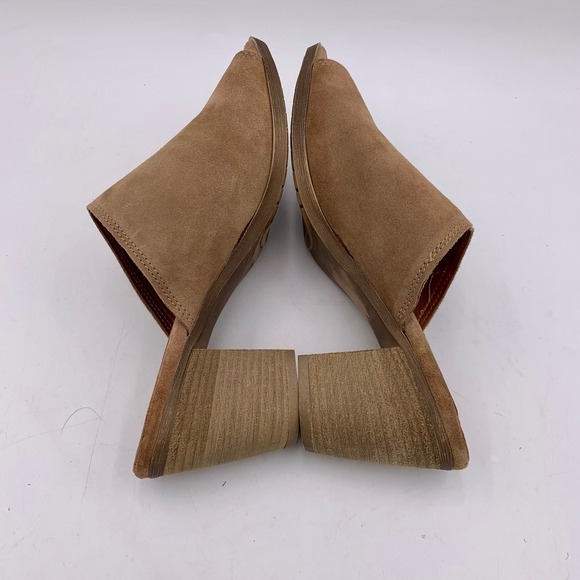 Mariella Suede‎ Peep Toe Sandals Block Heel Mules Slip On Made in Italy Women 8M - Picture 8 of 12